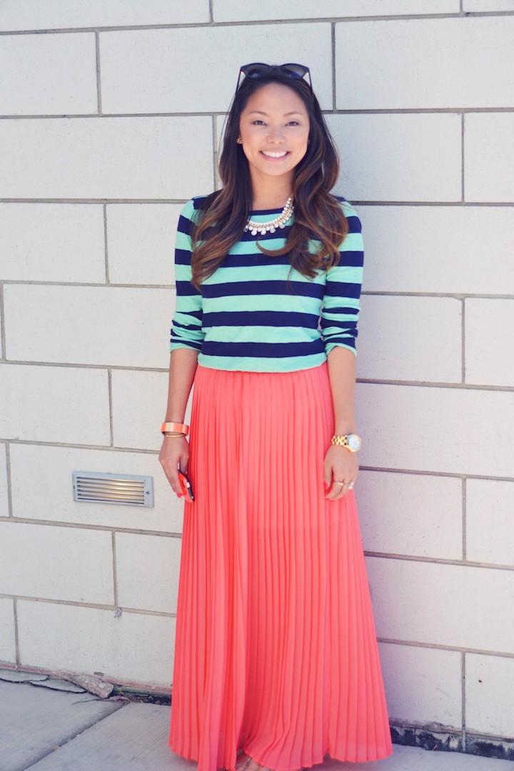 striped shirt, J.Crew, maxi skirt