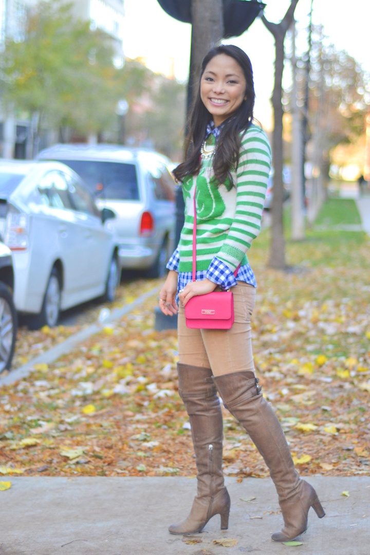 DKNY, fall, boots, sweater, houndstooth