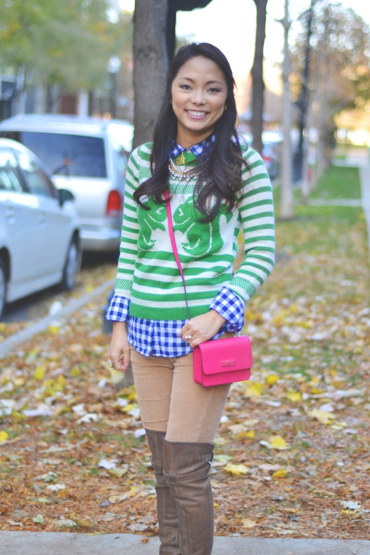 sweaters, gingham, crossbody, pink, boots