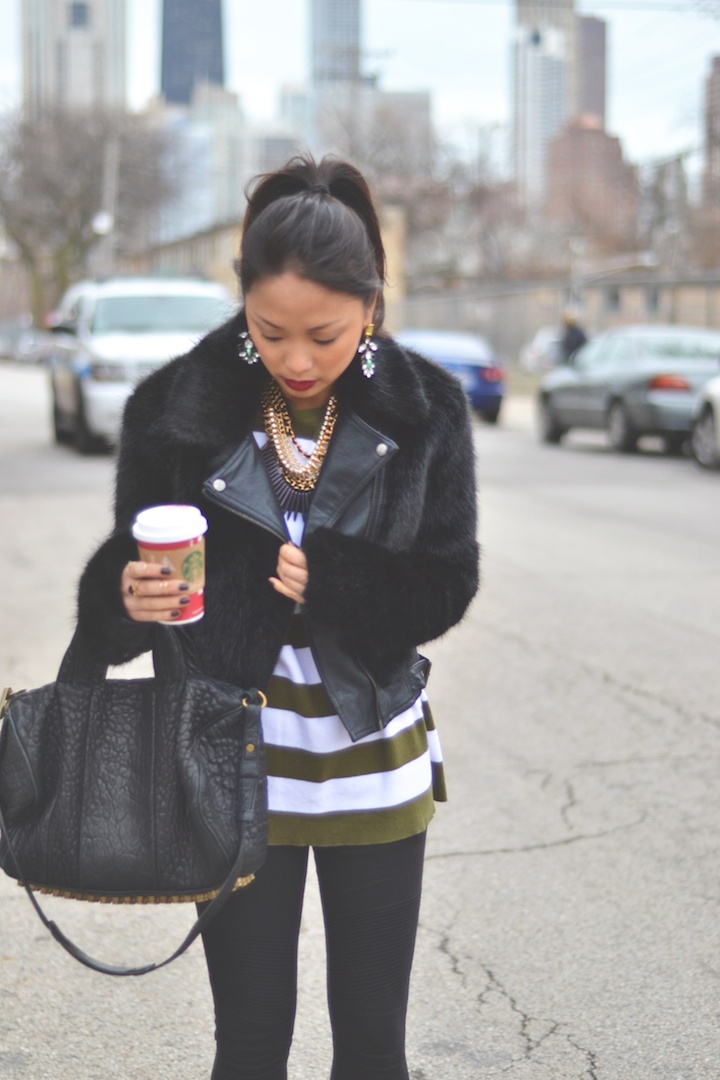 faux fur, winter, stripes