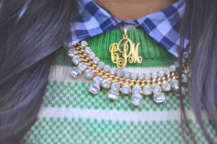 Bauble bar, monogram necklace, jewelry