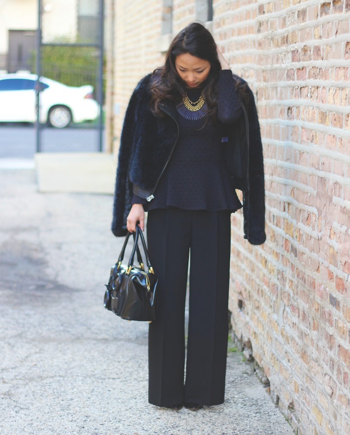 black peplum top winter