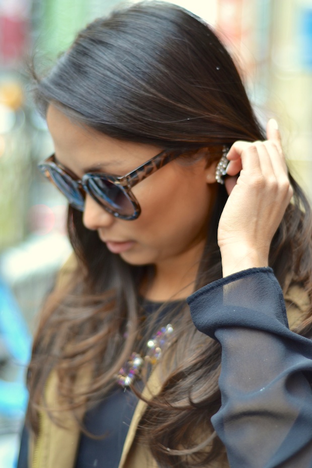 ear cuff, sunglasses, street style