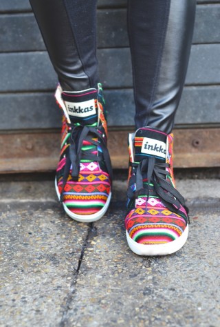inkkas, sneakers, printed shoes, tribal, leather pants