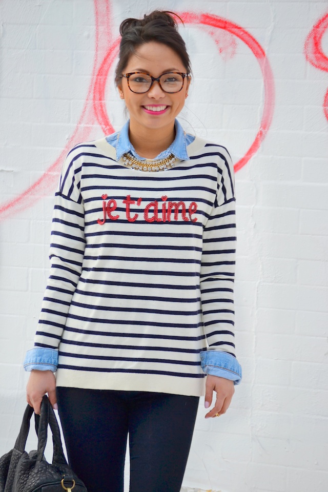 jetaime sweater, striped sweater, talbots love, street style