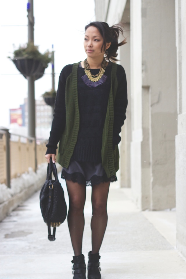 sweater, army green, lace trim, booties