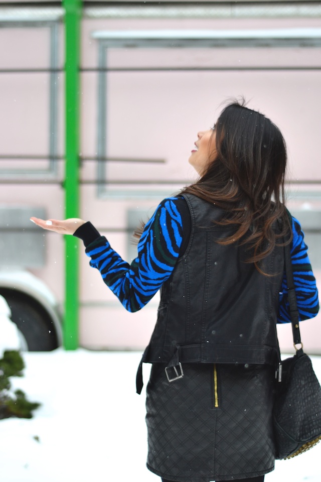 leather vest, leather skirt, torn by ronny kobo, winter style