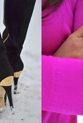 michael kors, pink sweater, stacked ring