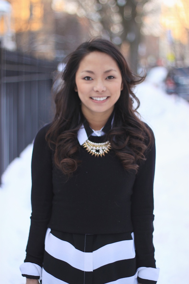 layered necklaces, stripes, street style