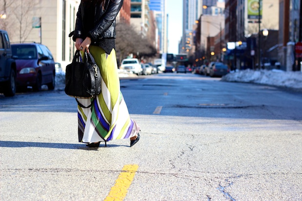 long skirt, silk, brushstroke, leather jacket, alexander wang rocco