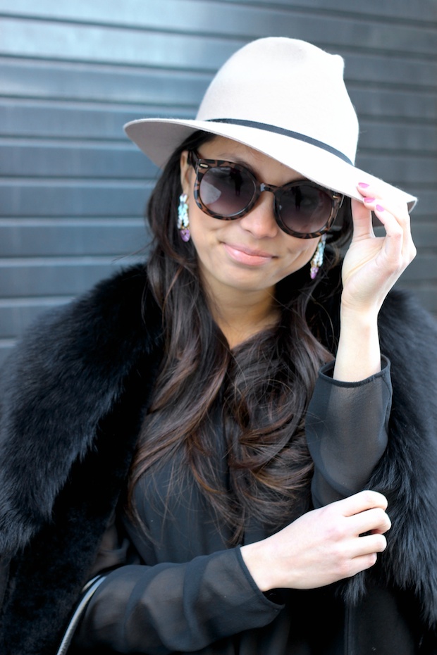 floppy fedora, hat style, bauble bar tictac earrings