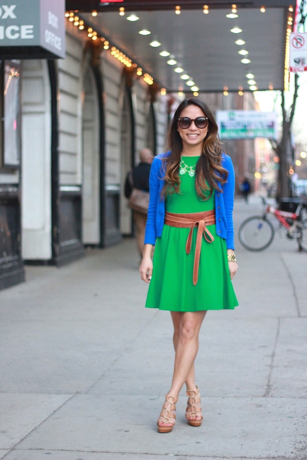 colorblocking, primary colors, blue and green, spring dresses, bauble bar