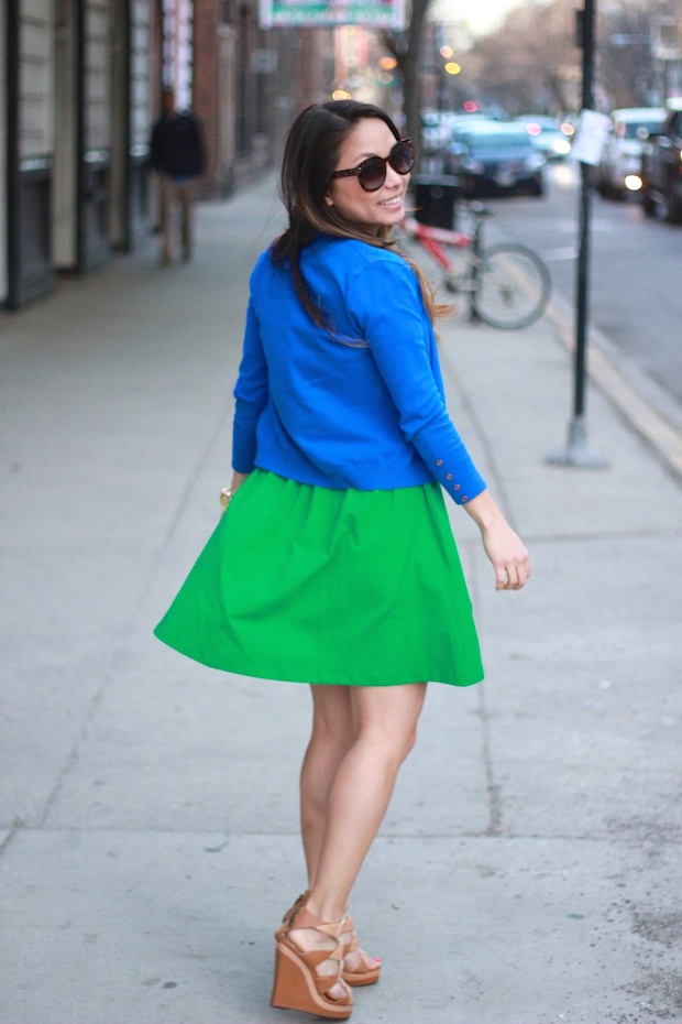 colorblocking, primary colors, blue and green, spring dresses, bauble bar