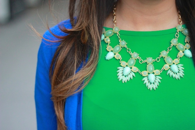 colorblocking, primary colors, blue and green, spring dresses, bauble bar