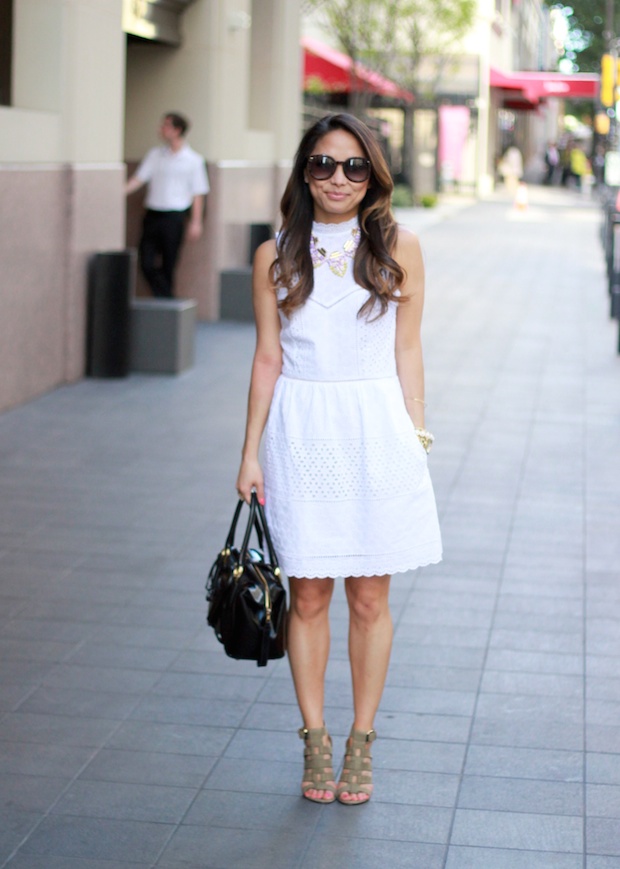 white dress, eyelet, dolce vita, summer dress