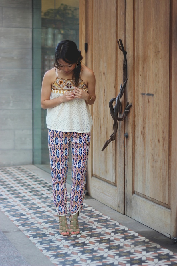 anthropologie, anthro petites, paz joggers, embroidered top, fishtail braid