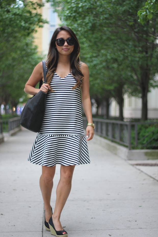 buckley k, bistro dress, striped dress, summer style