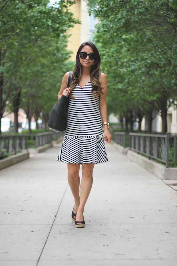 buckley k, bistro dress, striped dress, summer style