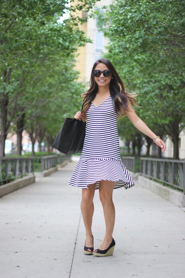 buckley k, bistro dress, striped dress, summer style