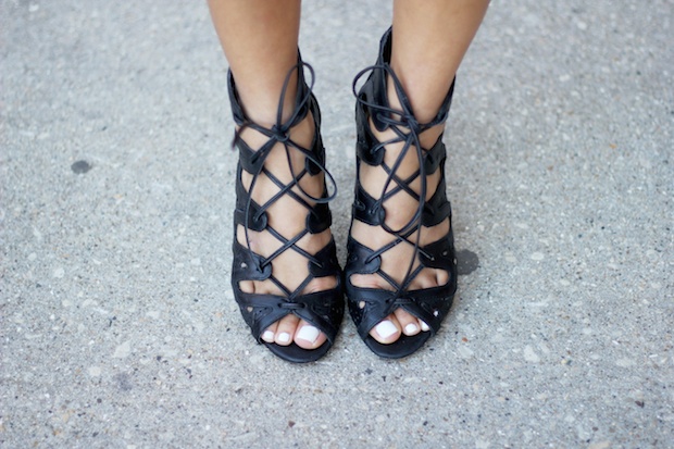 vince camuto lace up heels