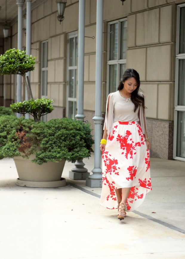 floral midi skirt, rules of etiquette, high low skirt, petite fashion bloggers