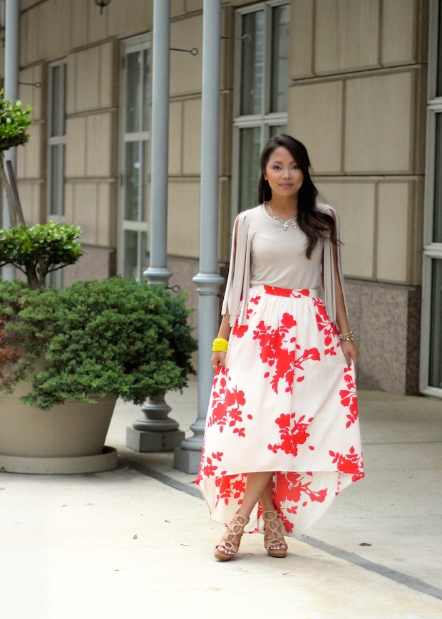 floral midi skirt, rules of etiquette, high low skirt, petite fashion bloggers