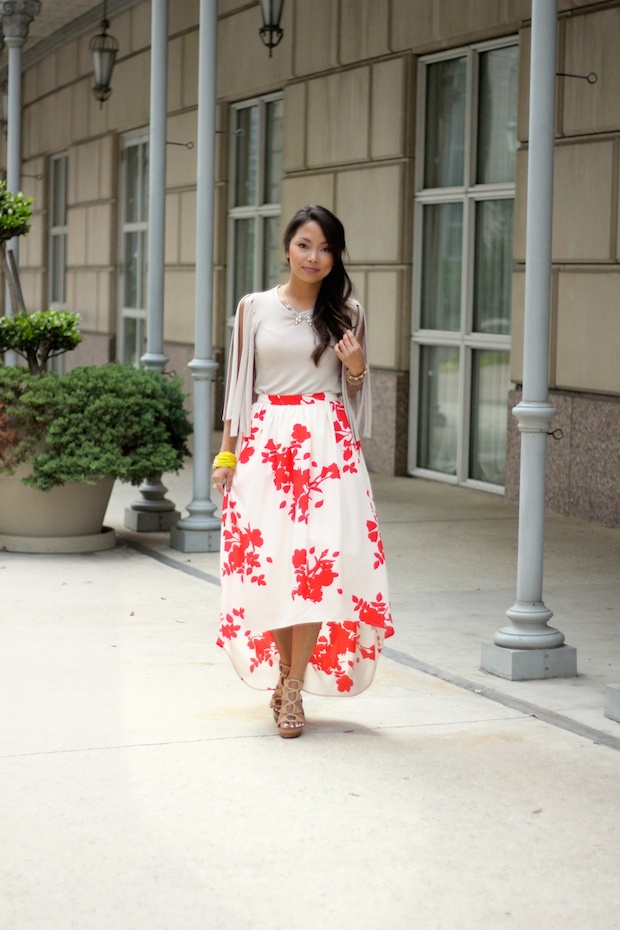 floral midi skirt, rules of etiquette, high low skirt, petite fashion bloggers
