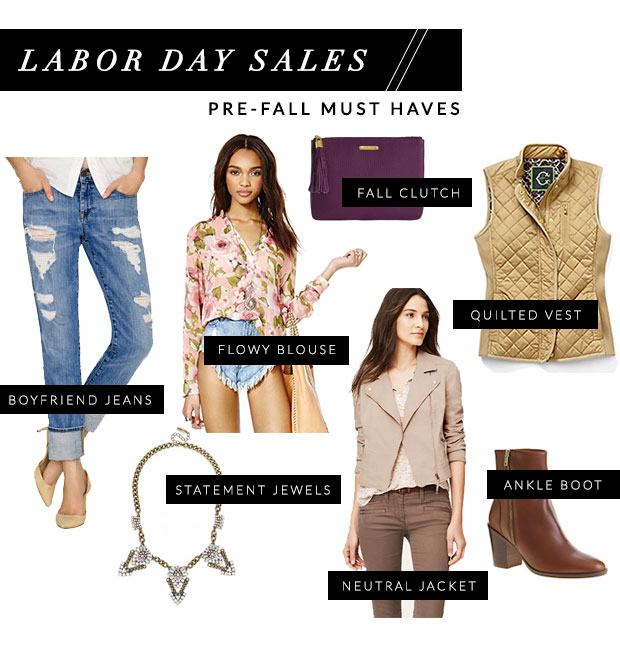 labor day sales, pre fall, ankle boots, quilted vest, moto jacket, boyfriend jeans, bauble bar