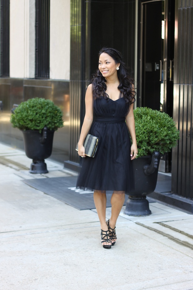 jenny yoo, jenny yoo wren, strapless dress, convertible dress, tulle, little black dress, what to wear to a wedding