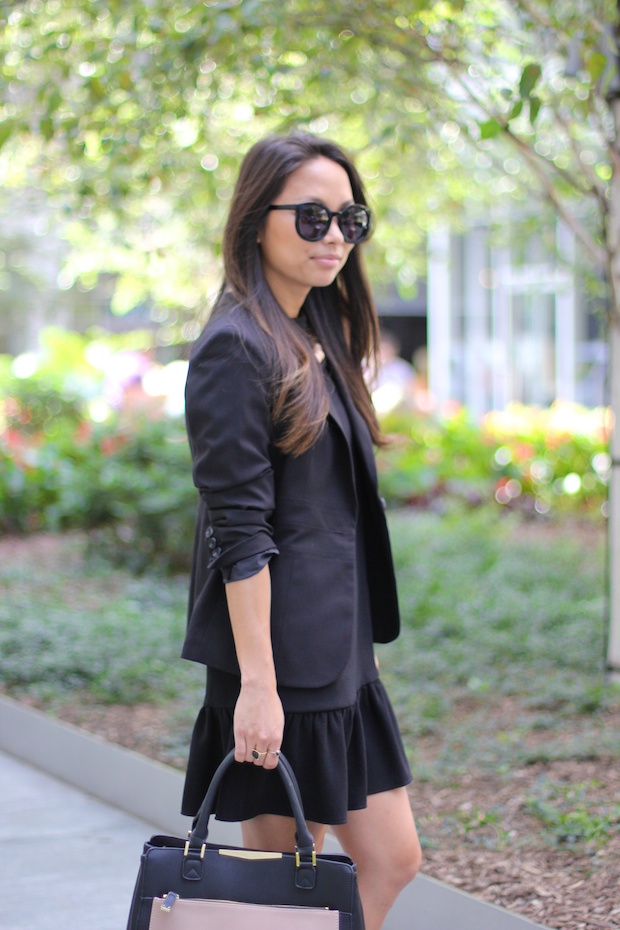 jones new york, emma blazer, black blazer, drop waist dress, office style, christine petric, the view from 5 ft. 2