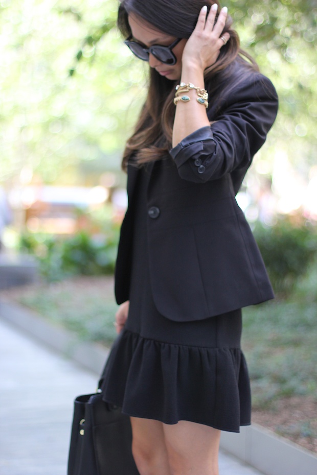 jones new york, emma blazer, black blazer, drop waist dress, office style, the view from 5 ft. 2