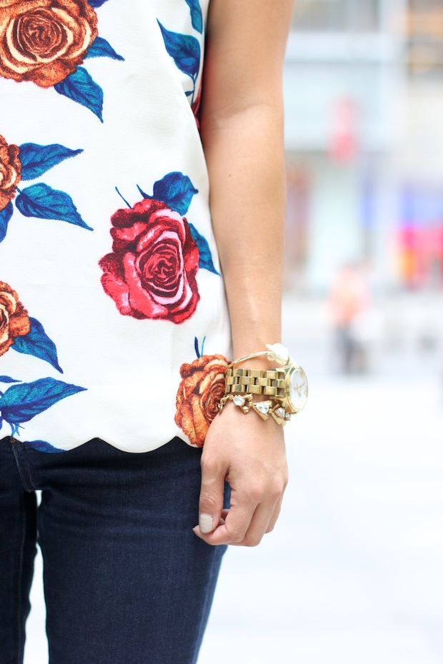 anthropologie botanica blouse, floral top anthro, fall florals, madewell jeans, cognac booties, bucket bag