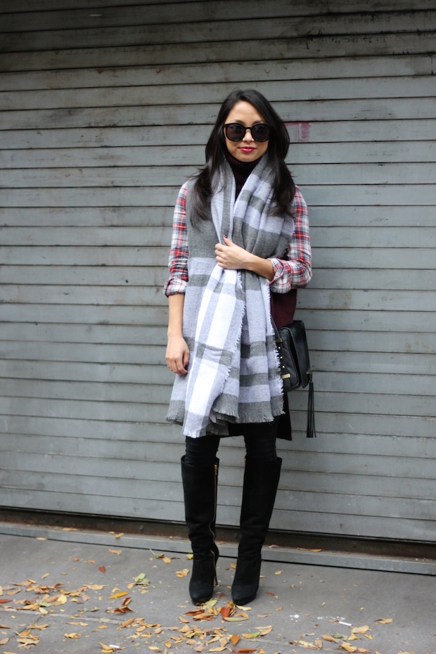 blanket scarf, plaid mixing, winter style, fall style, zara blanket scarf, plaid style