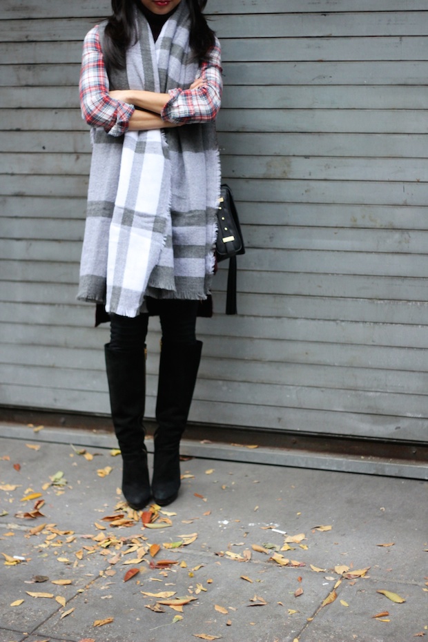 blanket scarf, plaid mixing, winter style, fall style, zara blanket scarf, plaid style