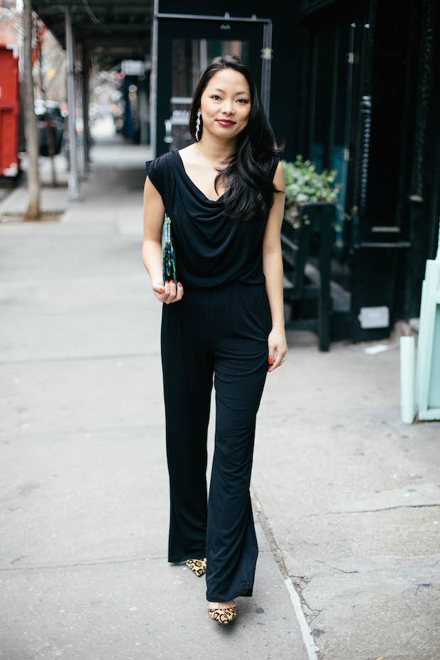 black jumpsuit, holiday styling tips, evening jumpsuit style, holiday style, new york style bloggers