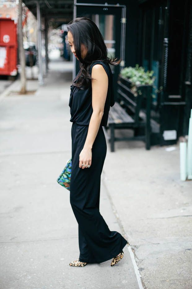 black jumpsuit, holiday styling tips, evening jumpsuit style, holiday style, new york style bloggers