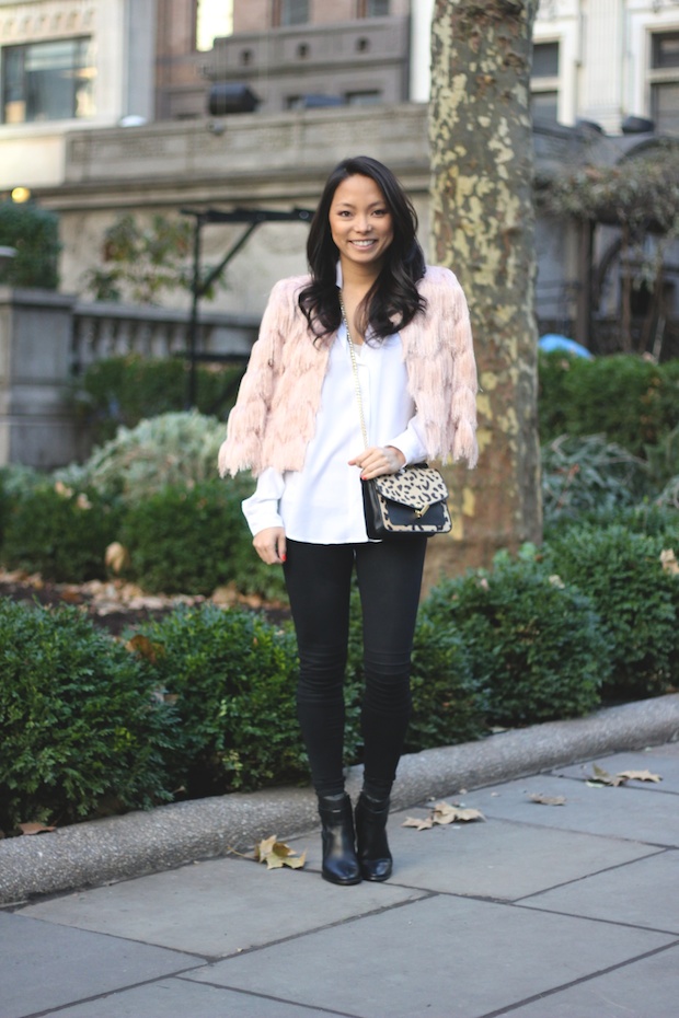 bcbg fringe jacket, fringe, equipment blouse, christine petric, the view from 5 ft. 2, style bloggers, new york bloggers