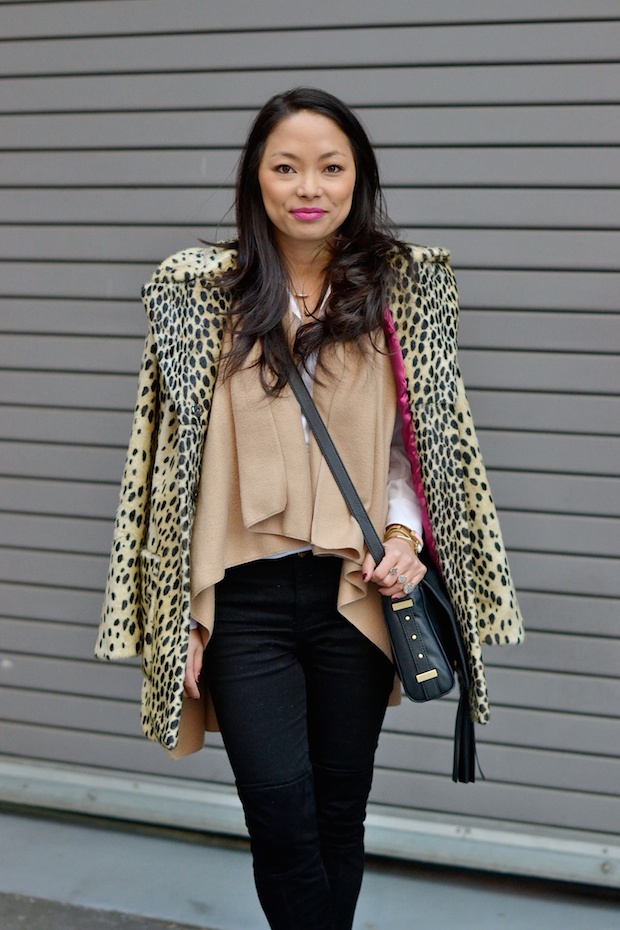 leopard coat, camel and black, camilyn beth, over the knee boots, christine petric, new york bloggers, petite bloggers