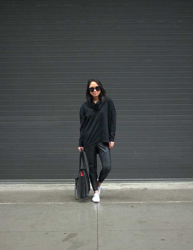 leather leggings, sneakers, superga, christine petric, petite bloggers, new york bloggers, downtown style