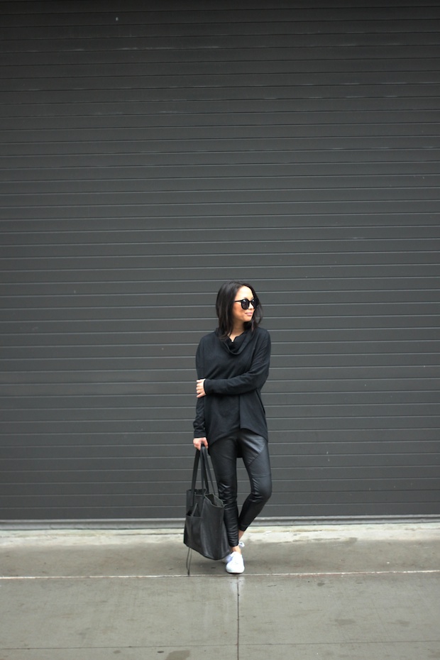 leather leggings, sneakers, superga, christine petric, petite bloggers, new york bloggers,  downtown style