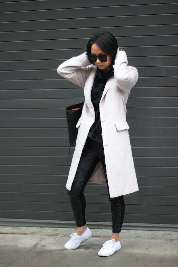 leather leggings, sneakers, superga, christine petric, petite bloggers, new york bloggers,  downtown style