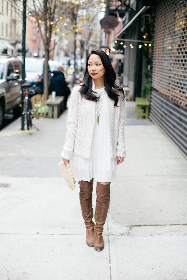 white dress sweater