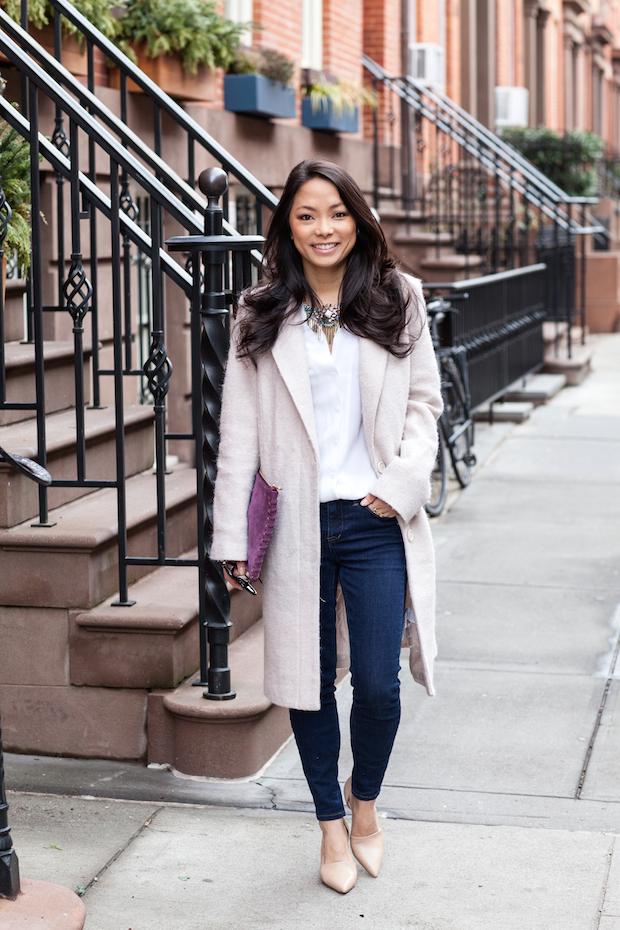 wardrobe staples, equipment white blouse, madewell skinny jeans, christine petric, the view from 5 ft. 2, nude pumps