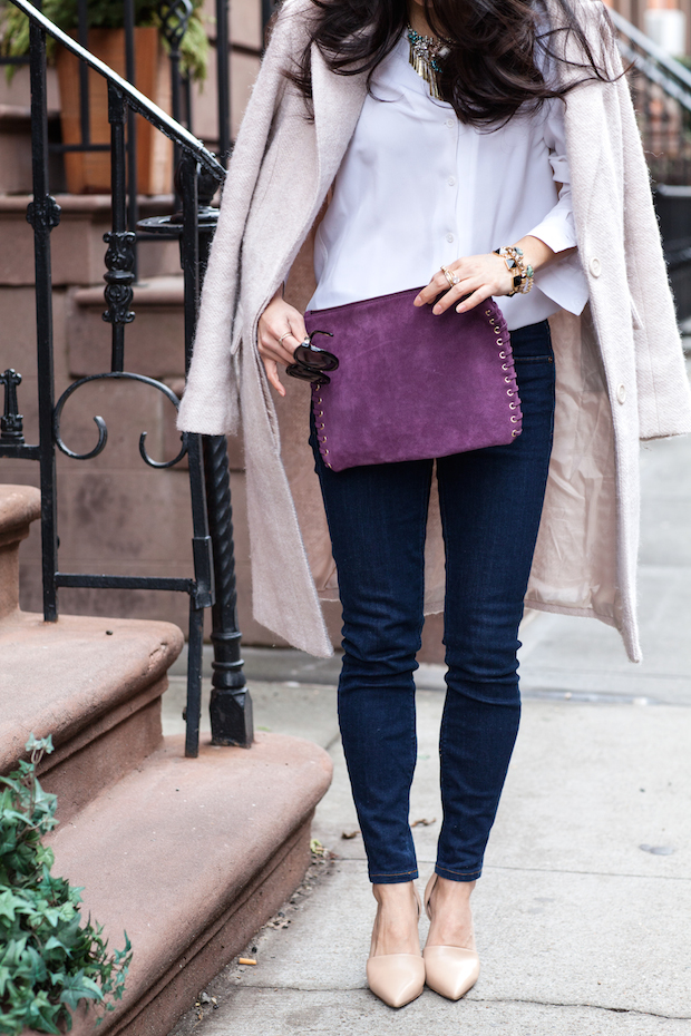 wardrobe staples, equipment white blouse, madewell skinny jeans, christine petric, the view from 5 ft. 2, nude pumps