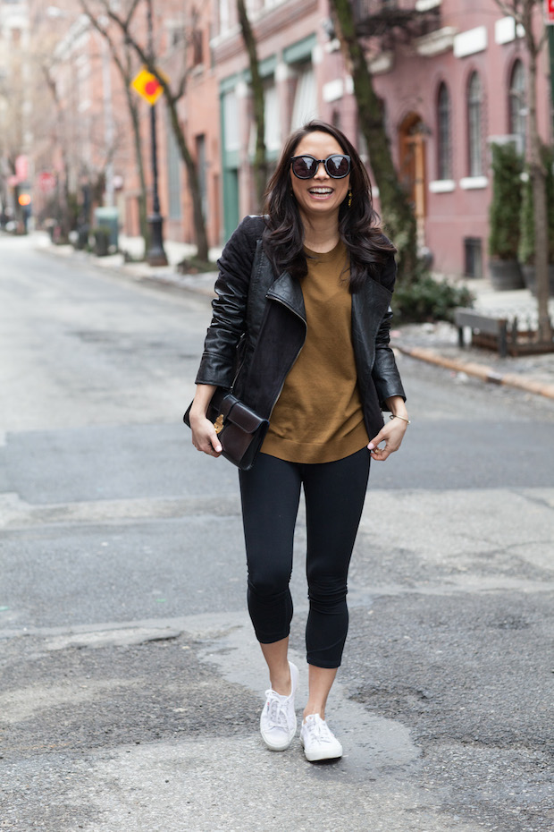 everlane sleeveless sweater, superga sneakers, sterling and burke, athleisure, sporty chic, christine petric, the view from 5 ft. 2