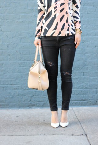 black ripped jeans, proenza schouler, illesteva sunglasses, white pumps, gianvito rossi, the view from 5 ft. 2, christine petric
