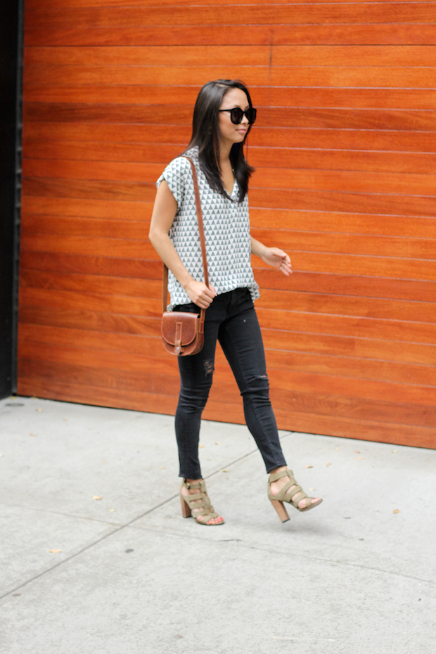 pleione blouse, pleione split neck top, black ripped skinny jeans, christine petric, the view from 5 ft. 2, nordstrom tops