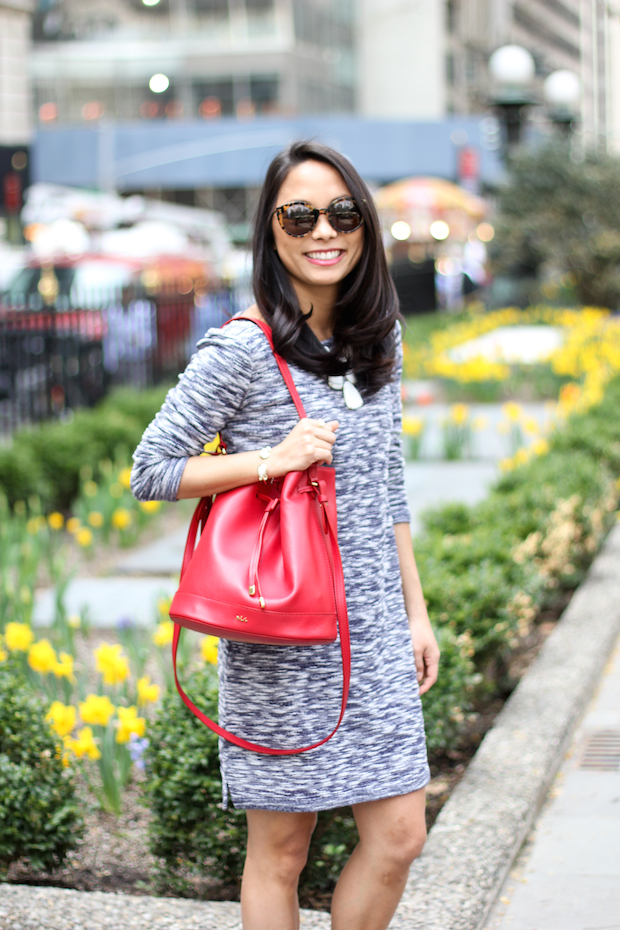 lou and grey dress, rl ralph lauren, bucket bag, yosi samra sandals, kendra scott harlow, christine petric, the view from 5 ft. 2, new york bloggers