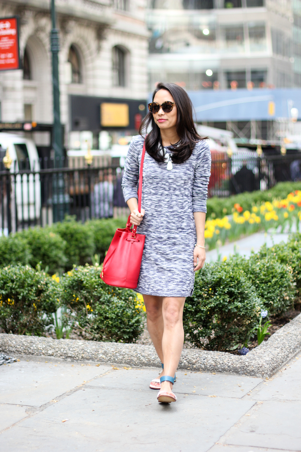 lou and grey dress, rl ralph lauren, bucket bag, yosi samra sandals, kendra scott harlow, christine petric, the view from 5 ft. 2, new york bloggers