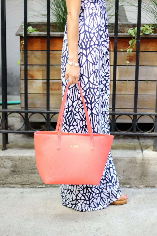tart maxi dress, gigi new york, mini taylor tote, salmon taylor tote, summer style, christine petric, the view from 5 ft. 2